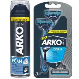 Arko Men Shaving Foam Tıraş Köpüğü 200ml - Arko Men Pro 3 Tıraş Bıcağı Set - Arko