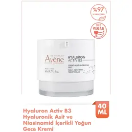 Avene Hyaluron Activ B3 Multi Intensive Night Cream - Hyaluronik Asit ve Niasinamid Gece Kremi 40ml - 2