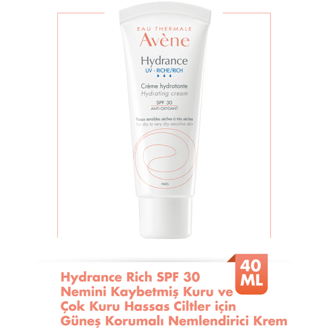 Avene Hydrance Riche Hydrating Cream SPF 30+ Nemsiz ve Kuru Ciltler için Koruyucu Bakım Kremi 40ml - 2