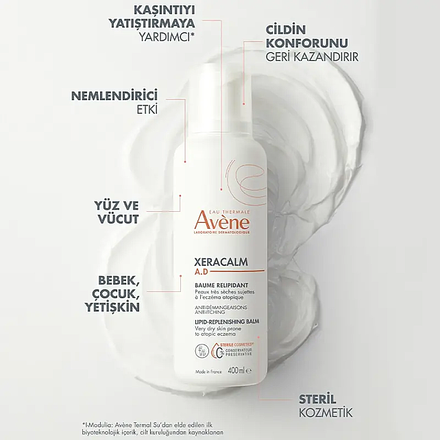 Avene XeraCalm A.D Lipid - Replenishing Balm - Atopi Eğilimli Ciltler İçin Nemlendirici Balsam 400ml - 3