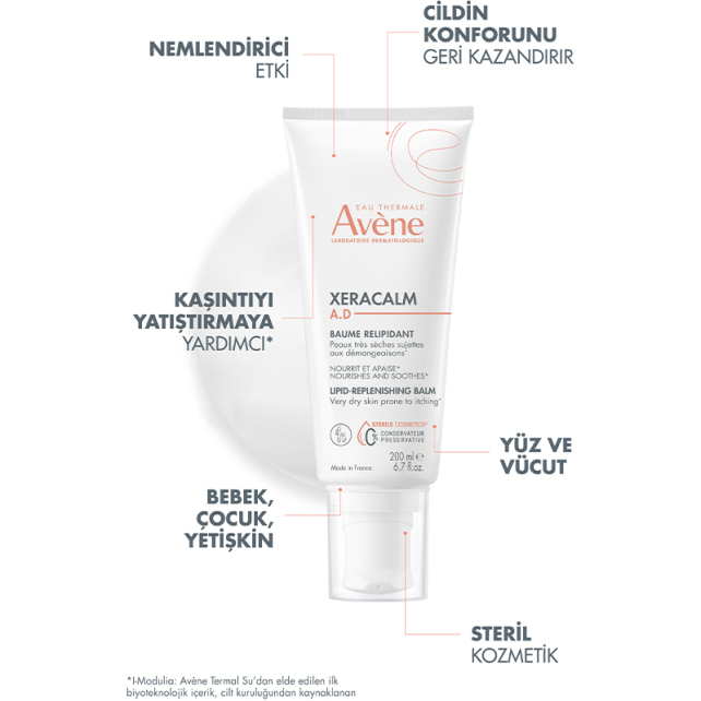 Avene XeraCalm A.D Lipid-Replenishing Balm - Atopi Eğilimli Ciltler İçin Nemledirici Balsam 200ml - 3