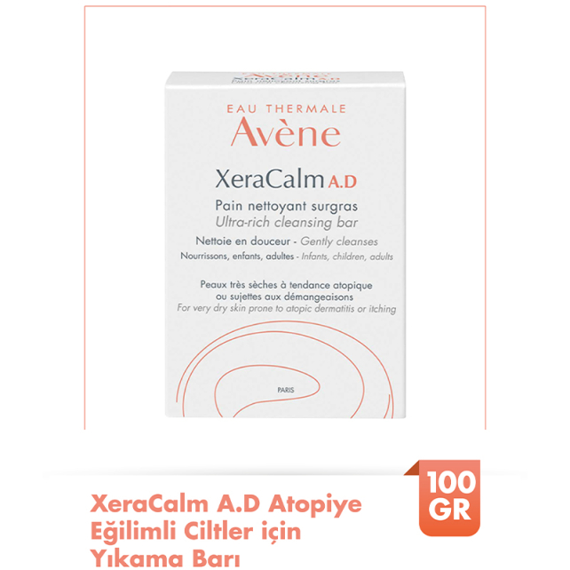 Avene XeraCalm A.D Ultra Rich Cleansing Bar - Atopi Eğilimli Ciltler İçin Yıkama Sabunu 100gr - 2
