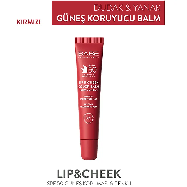 Babe Lip and Cheek Color Balm SPF 50 - Dudak ve Yanak Renklendirici Balsam Red 20ml - 5