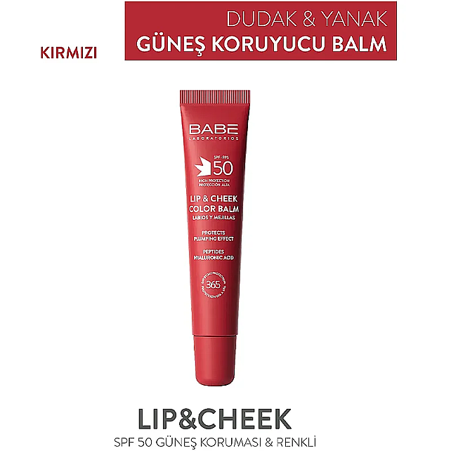 Babe Lip and Cheek Color Balm SPF 50 - Dudak ve Yanak Renklendirici Balsam Red 20ml - 5