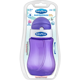 Baby Time Renkli Pipetli Bardak - Mor - Babytime
