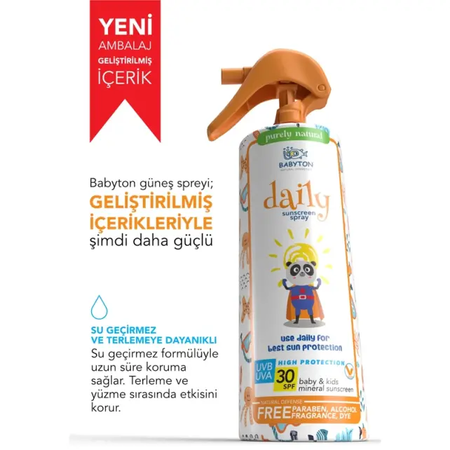 Babyton Mineral Sunscreen Daily Sun Spray SPF30 - Bebek ve Çocuk Güneş Spreyi 200ml - 2
