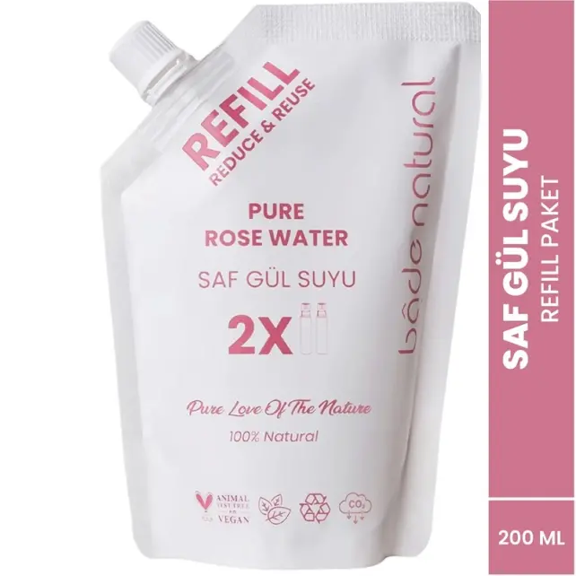 Bade Natural Doğal Gül Suyu - Refill 200ml - 2
