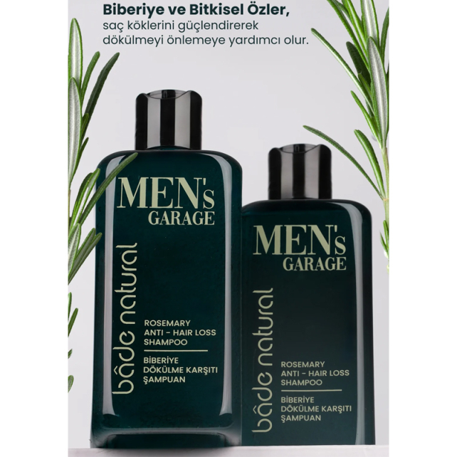Bade Natural Men's Garage - Erkekler İçin Biberiye Dökülme Karşıtı Şampuan 300ml - 4