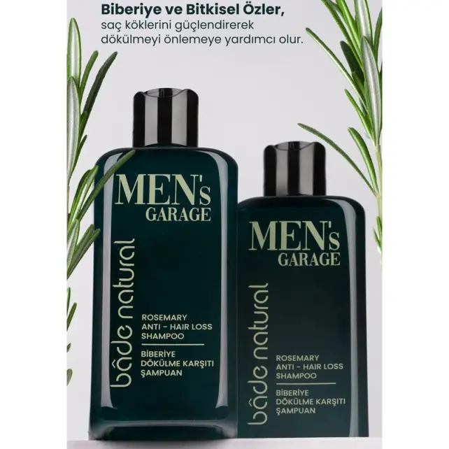 Bade Natural Men's Garage - Erkekler İçin Biberiye Dökülme Karşıtı Şampuan 300ml - 4
