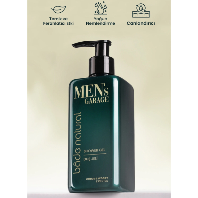 Bade Natural Men's Garage Shower Gel - Erkekler İçin Duş Jeli 300ml - 3