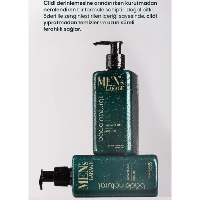 Bade Natural Men's Garage Shower Gel - Erkekler İçin Duş Jeli 300ml - 4