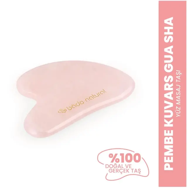 Bade Natural Pembe Kuvars Gua Sha Yüz Masaj Taşı - 2