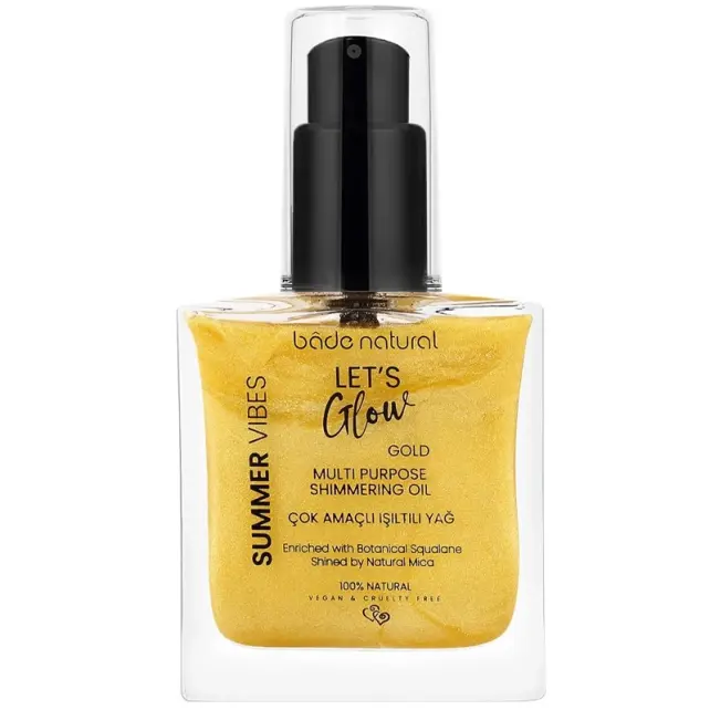 Bade Natural Summer Vibes Lets Glow Shimmering Oil Gold - Çok Amaçlı Işıltılı Yağ 50ml - 1