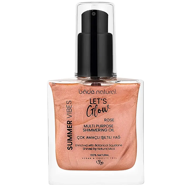 Bade Natural Summer Vibes Lets Glow Shimmering Oil Rose - Çok Amaçlı Işıltılı Yağ - 1