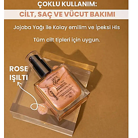 Bade Natural Summer Vibes Lets Glow Shimmering Oil Rose - Çok Amaçlı Işıltılı Yağ - 3