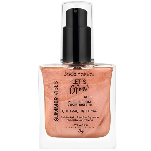 Bade Natural Summer Vibes Lets Glow Shimmering Oil Rose - Çok Amaçlı Işıltılı Yağ - 1