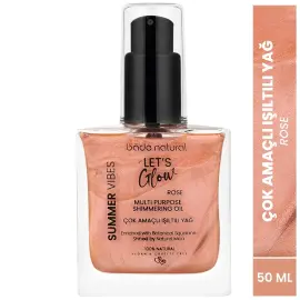 Bade Natural Summer Vibes Lets Glow Shimmering Oil Rose - Çok Amaçlı Işıltılı Yağ - 2