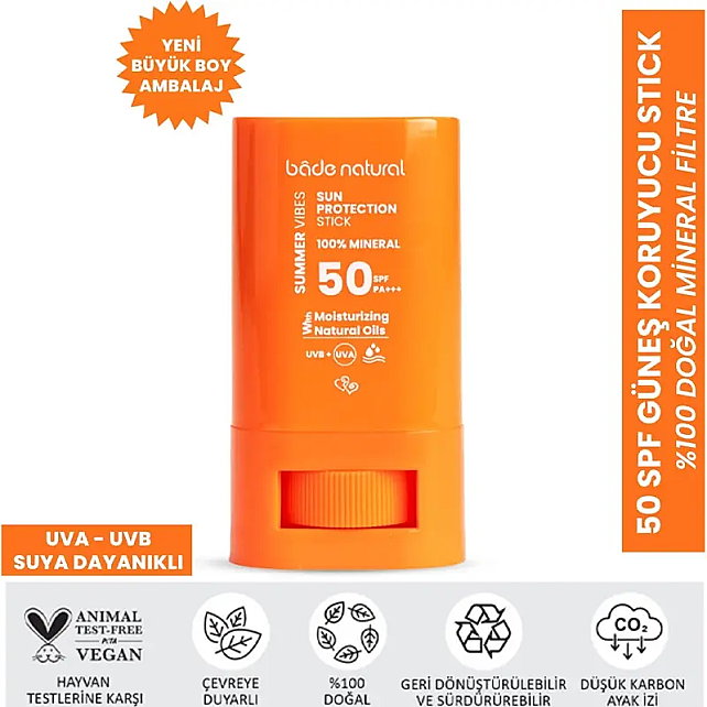 Bade Natural Sun %100 Mineral SPF 50+ Stick Güneş Kremi 16gr - 2