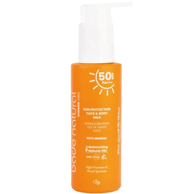 Bade Natural Sun Protection Face And Body Milk SPF 50+ Güneş Koruyucu 100ml - 1