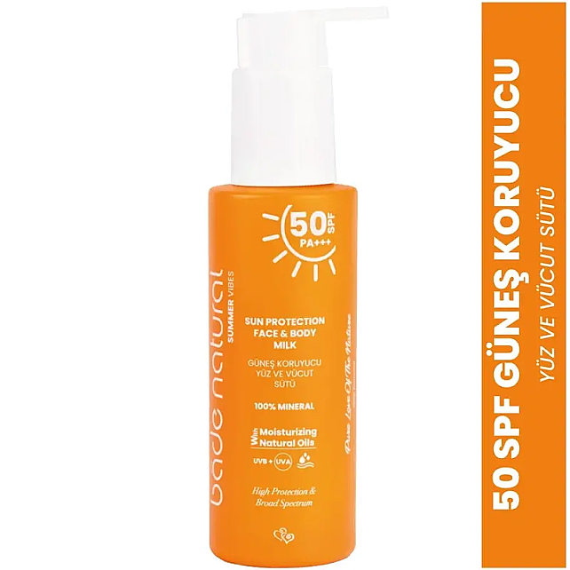 Bade Natural Sun Protection Face and Body Milk SPF 50+ Güneş Koruyucu 100ml - 2