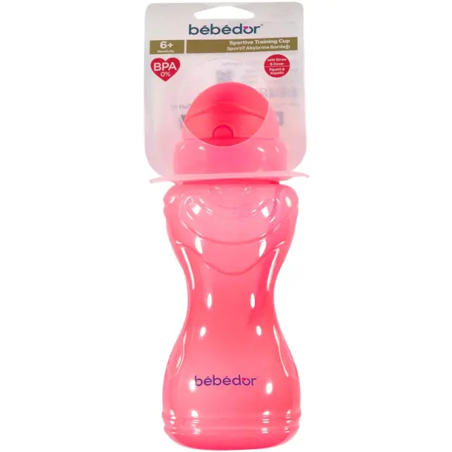 Bebedor Sportif Pipetli Alıştırma Bardağı +6 Ay Neon Pembe 330ml - 1