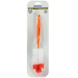 Bebedor Süngerli Biberon ve Emzik Temizleme Fırçası - Turuncu - BEBEDOR