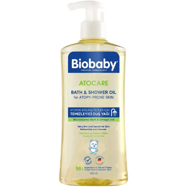 Biobaby Atocare Bath & Shower Oil - Atopiye Eğilimli Cilt Temizleyici Duş Yağı 500ml - 1