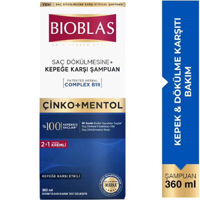 Bioblas Çinko Mentol - Saç Dökülmesine ve Kepeğe Karşı Bitkisel Şampuan 360ml - 4