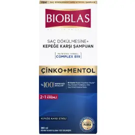 Bioblas Çinko Mentol - Saç Dökülmesine ve Kepeğe Karşı Bitkisel Şampuan 360ml - 1