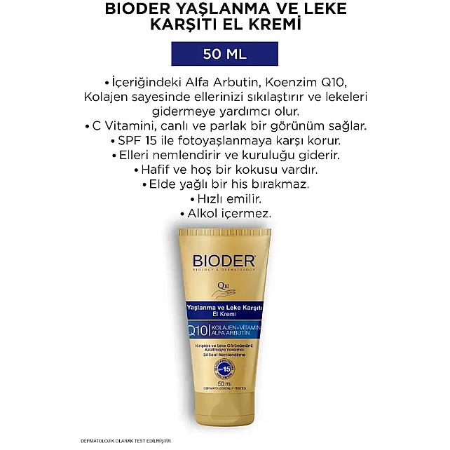 Bioder Yaşlanma ve Leke Karşıtı El Kremi 50ml - 4