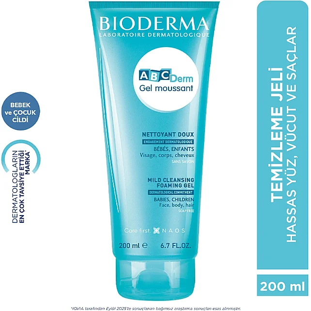 Bioderma ABCDerm Foaming Cleanser - Bebekler için Temizleme Jeli 200ml - 4