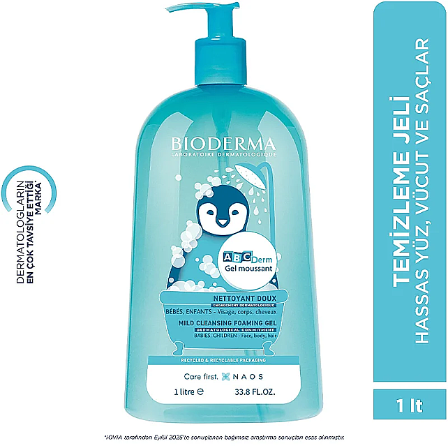Bioderma ABCDerm Foaming Cleanser - Bebekler İçin Temizleyici Jel 1lt - 4