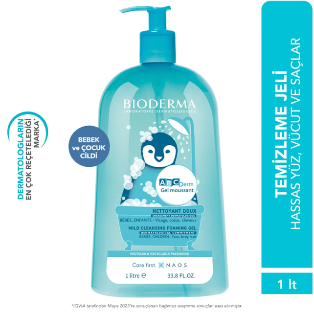 Bioderma ABCDerm Foaming Cleanser - Bebekler için Temizleyici Jel 1lt - 4