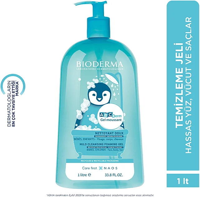 Bioderma ABCDerm Foaming Cleanser - Bebekler için Temizleyici Jel 1lt - 4