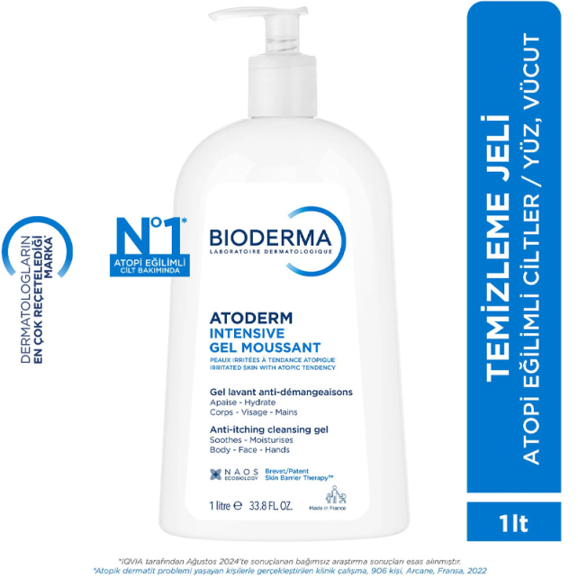 Bioderma Atoderm Intensive Foaming Gel - Atopi Eğilimli Cilt için Temizleyici 1lt - 8