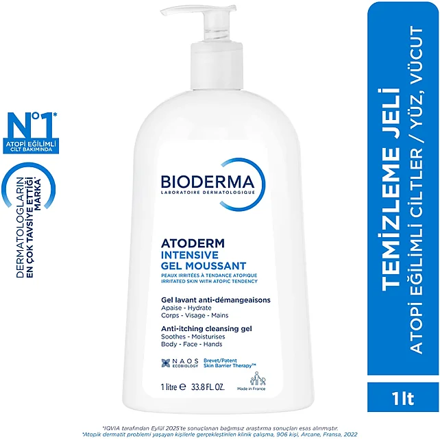 Bioderma Atoderm Intensive Foaming Gel - Atopi Eğilimli Cilt için Temizleyici 1lt - 8