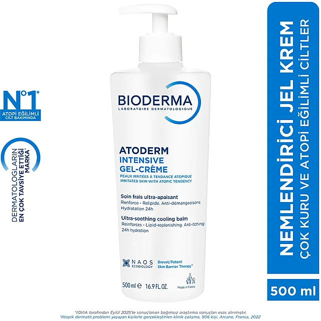 Bioderma Atoderm Intensive Gel Creme - Atopi Eğilimli Cilt için Nemlendirici 500ml - 6