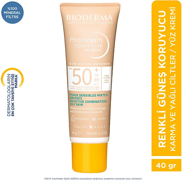 Bioderma Photoderm Cover Touch Mineral SPF 50 + Renkli Güneş Koruyucu Tres Claire Very Light 40g - 4