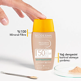 Bioderma Photoderm Nude Touch Mineral SPF 50+ Renkli Güneş Koruyucu Light 40ml - 2