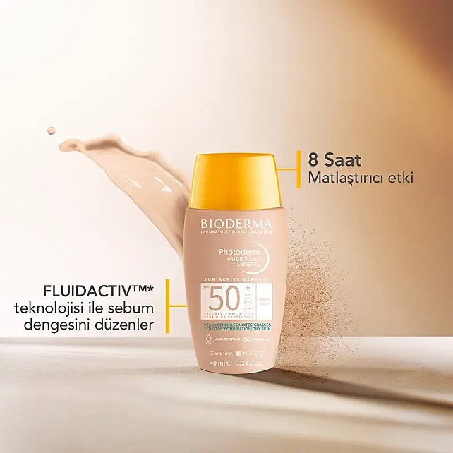Bioderma Photoderm Nude Touch Mineral SPF 50+ Renkli Güneş Koruyucu Light 40ml - 3