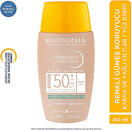 Bioderma Photoderm Nude Touch Mineral SPF 50+ Renkli Güneş Koruyucu Light 40ml - 8