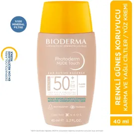 Bioderma Photoderm Nude Touch Mineral SPF 50+ Renkli Güneş Koruyucu Light 40ml - 8