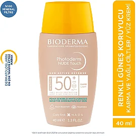 Bioderma Photoderm Nude Touch Mineral SPF 50+ Renkli Güneş Koruyucu Light 40ml - 8