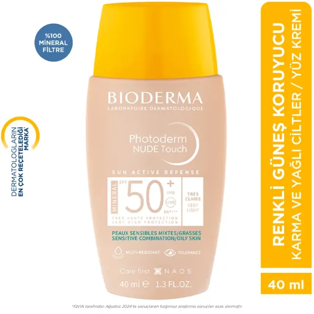 Bioderma Photoderm Nude Touch SPF 50+ Renkli Güneş Koruyucu Natural 40ml - 8