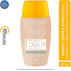 Bioderma Photoderm Nude Touch SPF 50+ Renkli Güneş Koruyucu Natural 40ml - 8