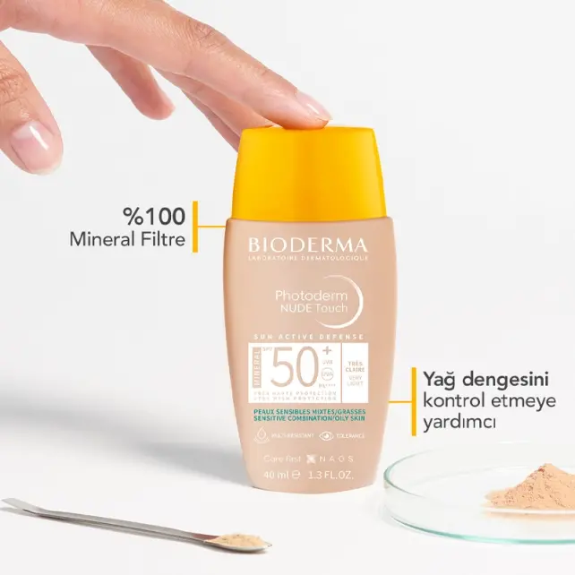 Bioderma Photoderm Nude Touch SPF 50+ Renkli Güneş Koruyucu Natural 40ml - 3