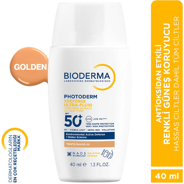 Bioderma Photoderm XDefense Ultra Fluid SPF 50+ Antioksidan Etkili Renkli Güneş Kremi Golden 40ml - 2