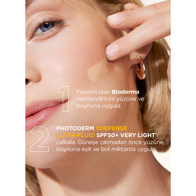 Bioderma Photoderm XDefense Ultra Fluid SPF 50+ Antioksidan Etkili Renkli Güneş Kremi Very Light 40ml - 3