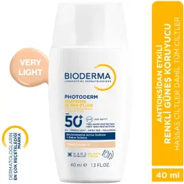 Bioderma Photoderm XDefense Ultra Fluid SPF 50+ Antioksidan Etkili Renkli Güneş Kremi Very Light 40ml - 2