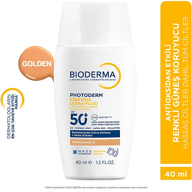 Bioderma Photoderm XDefense Ultra Fluid SPF 50+ Antioksidan Etkili Renkli Güneş Kremi Golden 40ml - 6